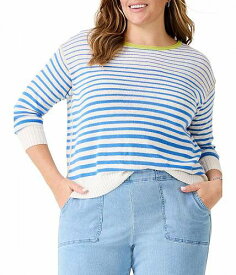 送料無料 ニックアンドゾー NIC+ZOE レディース 女性用 ファッション セーター Plus Size Striped Up Supersoft Sweater - Blue Multi