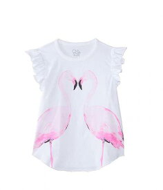 送料無料 Chaser Kids 女の子用 ファッション 子供服 Tシャツ Flamingo Mirror Shirttail Tee (Toddler/Little Kids) - White