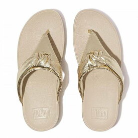 送料無料 フィットフロップ FitFlop レディース 女性用 シューズ 靴 サンダル Lulu Padded-Knot Metallic-Leather Toe-Post Sandals - Platino