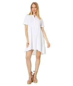 送料無料 モッドオードック Mod-o-doc レディース 女性用 ファッション ドレス Slub Jersey Roll-Up Sleeve Tiered Back Dress - White