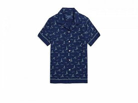 送料無料 バインヤード・バインズ Vineyard Vines Kids 男の子用 ファッション 子供服 ボタンシャツ Boys Short Sleeves Cabana Shirt (Little Kid) - Sea Icons Border Chappy- Nautical Navy