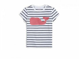 送料無料 バインヤード・バインズ Vineyard Vines Kids 女の子用 ファッション 子供服 Tシャツ Girls&#039; Striped Whale Short Sleeves (Little Kid) - White Cap/Nautical Navy