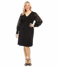 送料無料 カレンケーン Karen Kane レディース 女性用 ファッション ドレス Plus Size Lace Sleeve Dress - Black