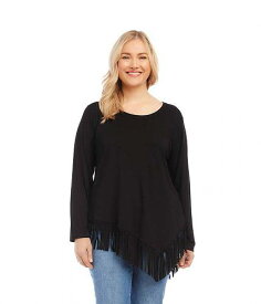 送料無料 カレンケーン Karen Kane レディース 女性用 ファッション ブラウス Plus Size Asymmetric Fringe Top - Black