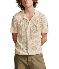 送料無料 ラッキーブランド Lucky Brand メンズ 男性用 ファッション アウター ジャケット コート ジャケット Crochet Camp Collar Short Sleeve Shirt - White Cap Gray