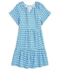 送料無料 バインヤード・バインズ Vineyard Vines Kids 女の子用 ファッション 子供服 ドレス Printed Double Gauze Dress (Toddler/Little Kids/Big Kids) - Island Block Print/Ocean Breeze