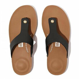 送料無料 フィットフロップ FitFlop レディース 女性用 シューズ 靴 サンダル Iqushion Leather Toe-Post Sandals - Black