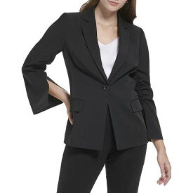 送料無料 カルバンクライン Calvin Klein レディース 女性用 ファッション アウター ジャケット コート ブレザー One-Button Jacket with Ruched Sleeve - Black