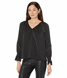 送料無料 ヴィンスカムート Vince Camuto レディース 女性用 ファッション ブラウス Embroidered V-Neck Long Sleeve Blouse - Rich Black