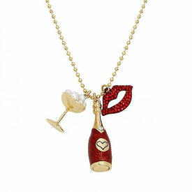 送料無料 ベッツィージョンソン Betsey Johnson レディース 女性用 ジュエリー 宝飾品 ネックレス Going All Out Champagne Charm Pendant Necklace, - Red/Gold