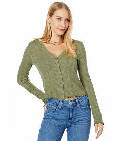 送料無料 ラッキーブランド Lucky Brand レディース 女性用 ファッション ブラウス Long Sleeve Knit Cardi Top - Deep Lichen Green