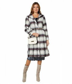 送料無料 ヴィンスカムート Vince Camuto レディース 女性用 ファッション アウター ジャケット コート ウール・ピーコート Wool Coat w/ Belt Chain V22753X - Wine Plaid