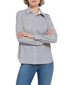 送料無料 リセ Lysse レディース 女性用 ファッション ボタンシャツ Roll Tab Connie Printed - French Blue Pinstripe