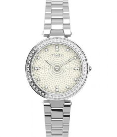 送料無料 タイメックス Timex レディース 女性用 腕時計 ウォッチ ファッション時計 32 mm Adorn Crystal Bezel 3-Hand Bracelet Watch - Silver