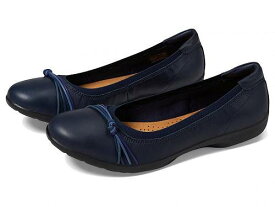 送料無料 クラークス Clarks レディース 女性用 シューズ 靴 フラット Meadow Rae - Navy Leather