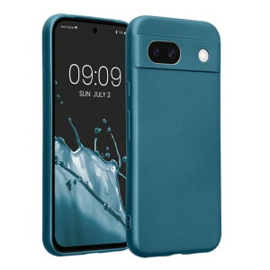 kwmobile スマホケース Google Pixel 8a対応 ケース - 耐衝撃 カメラ保護 TPU ソフト メタリック カリビアンブルー