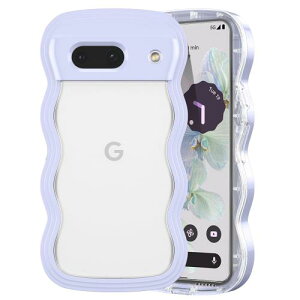 QLTYPRI Google Pixel 8a 用 ケース クリア ウェーブ ピクセル 8A ソフト TPU うねうね 透明 ケース おしゃれ 韓国 可愛い 薄型 軽量 耐衝撃 波状フレーム スマホケース ワイヤレス充電対応 ストラップ
