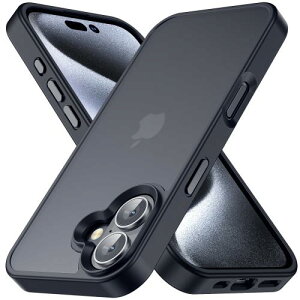 COSOIK iPhone 16 用 ケース 半透明 衝撃吸収 米軍MIL規格取得 マット感 黄ばみなし レンズ全面保護 耐衝撃ストラップホール付き 6.1インチ アイフォン 16 用カバーラネ マットブラック