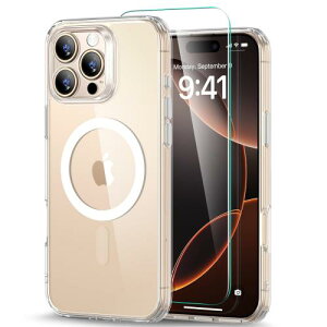米軍MIL規格・Magsafe対応ESR iPhone 16 Pro Max ケース (4 in 1) セット いphone16promax ケース 半透明マットケース スクリーン保護フィルム付き MagSafe対応 軍事保護規格保護力 Classicシリーズ クリア