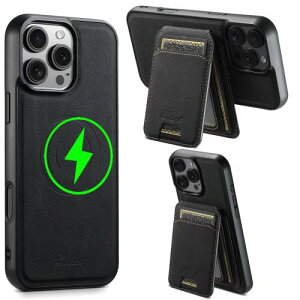 JCGOOD iPhone 16 ケース MagSafe対応 いphone16 ケース 背面magsafe カード ケース付き 分離式 マグセーフ ワイヤレス充電対応 カード収納 アイフォン16 カバー スタ