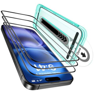 ESR iPhone 16 �K���X�t�B���� iPhone 15 �K���X�t�B���� 3������+ �K�C�h�g �����ߗ� �w��h�~ ��phone16 �ی�t�B���� �����K���X iPhone 16/15 �t�B���� �ȒP���t���c�[���t�� 9H�d�x �Ռ��z�� ��U�h