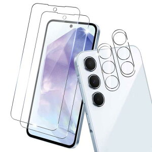 WHskyee2+2枚セットGalaxy A55 5G ガラスフイルム+ カメラフィルム ギャラクシー55a フィルム日本旭硝子素材採用高透過率 硬度9H 強化ガラス 撥油性 防指紋 飛散防止 高光沢 貼り付け簡単 Galaxy A55 5G