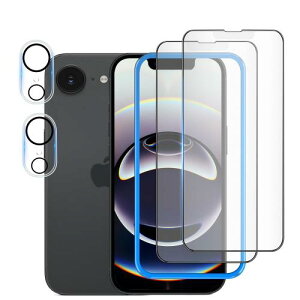 アンチグレア iPhone16e 用 ガラスフィルム アンチグレア 2枚+カメラフィルム2枚 ガイド枠付き 液晶保護 フィルム ゲーム用 タッチ感 強化ガラス サラサラ アイフォン16e 用 (6.1インチ) 全面