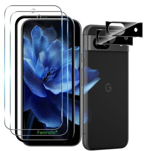 2+2枚セット ガイド枠付 対応 Google Pixel 8A ガラスフィルム (2枚) + カメラフィルム (2枚) 日本製素材旭硝子製 用 Pixel 8 A フィルム 強化ガラス 液晶 保護フィルム 硬度9H 耐衝撃 飛散防止 指紋防止