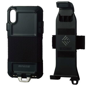 �G���R�� iPhone XR �P�[�X �A�E�g�h�A NESTOUT �n�C�u���b�h�P�[�X ���΂₭���E�o����N�C�b�N�z���_�[�t�� �u���b�N PM-A18CHVODTBK