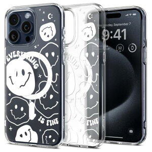 Spigen コラボレーション iPhone 15 Pro Max ケース 半透明 MagSafe対応 米軍MIL規格 ウルトラ・ハイブリッド・マグフィット ACS07567-XI11137 (フロスト・クリア/スマイル)