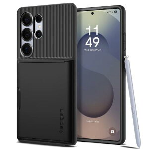 Spigen Galaxy S25 Ultra �P�[�X �J�[�h���[ MIL�K�i�擾 �ϏՌ� �w��h�~ ���h�~ �Ռ� �z�� ��d�\�� �X�����E�A�[�}�[ CS ACS08967 (�u���b�N)