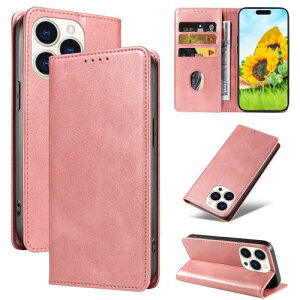 iPhone 15 Pro ケース アイフォン15 Pro スマホケース 手帳型 携帯カバー レザー 耐衝撃 軽量 着脱しやすい 放熱性 マグネット式 カード収納 スタンド機能ケース15 Pro 対応 360度保護 PinLiSheng (バラ