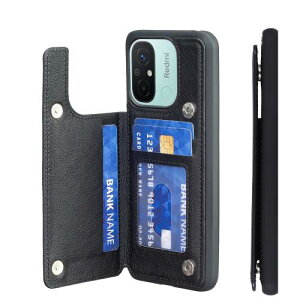 Anrek�݊��� Xiaomi Redmi 12C mineo �p �P�[�X �蒠�^�i�u���b�N�j���b�h�~�[12c ���� PU�v ���΋z�� �|�P�b �Ў葀��w�� IC �J�[�h ���[ ���u���@�\ �P�[�X �V���I�~mi12c ��