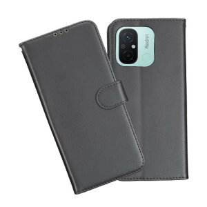 AnrekXIAOMI Redmi 12C mineo 兼用 ケース 手帳型 カバー( ブラック ) シャオミ ミー12c mi12c 手帳型ケース カード収納 サイドマグネット スタンド機能付き 全面保護 財布型 PUレザー ビジネス風 シャ