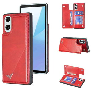 Anrek�V�^ SONY Xperia10 VI/SOG14 au/SO-52E docomo/XQ-ES44 SoftBank �p �w�� �J�[�h�P�[�X �蒠�^ �������[�h�t �w�ʃJ�o�[ (���b�h) �G�N�X�y���A10vi �X�}�z�P�[�X �T�C�h�}�O�l�b�g �J�[�h���[ ���u���@�\ P