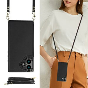 Cavor iphone16 Plus スマホ ケース肩掛け 首かけ 斜めがけ ショルダー ケース iphone16 Plus 手帳型 ケース iphone16 Plusスマホ 携帯 用 ケースiphone16 Plus カード収納RFID機能iphone16 Plus財布型 磁気閉鎖付き