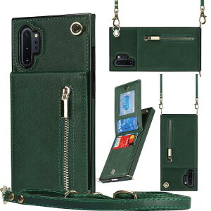 Jaorty ���z�^�P�[�X Samsung Galaxy Note 10 Plus SC-01M/SCV45�Ή��X�}�z�P�[�X �g�уJ�o�[ �΂߂��� �V�����_�[ ���|�� PU��v+TPU �w�ʃJ�[�h���[ �X�e���g�@�\ ���C�����X�[�d�Ή�-�O���[��