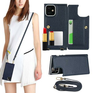 5.4 インチ アイフォン12 mini カバー アイフォン12 mini ケース 手帳型 iPhone 12 mini スマホケースiPhone 12 mini 手帳型ケースJaorty 高質PU合成皮革 ミラー付き 肩掛け 首かけ 斜めがけ ショルダー スト