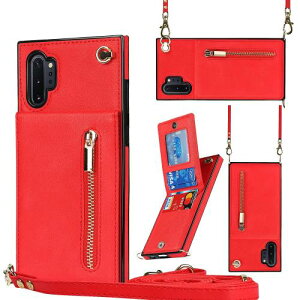 Jaorty ���z�^�P�[�X Samsung Galaxy Note 10 Plus SC-01M/SCV45�Ή��X�}�z�P�[�X �g�уJ�o�[ �΂߂��� �V�����_�[ ���|�� PU��v+TPU �w�ʃJ�[�h���[ �X�e���g�@�\ ���C�����X�[�d�Ή�-���b�h