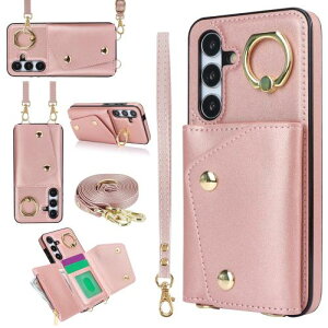 �T���X��Galaxy S24 Plus�P�[�X �蒠�^ PU�v �J�[�h���[ ���K���� �X�}�z�J�o�[ �M�����N�V�[ S24 Plus �蒠�^�P�[�X ���X�g���b�v �����O�t�� Galaxy S24 Plus �g�уJ�o�[ ������ ��|�� �΂ߊ|��-�s��