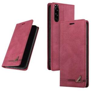 UnivoColors Sony Xperia 5(SO-01M/SOV41) 手帳型ケース 高級合皮 スタンド機能 カード収納 マグネット式 TPUソフトカバー 全面保護 カメラ保護 衝撃吸収 RFIDブロッキング おしゃれ カバー(ワイン色) N