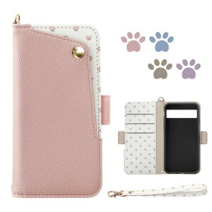 Google Pixel 8a ケース 手帳型 グーグル ピクセル8a ケース 可愛い 猫 足跡 ピクセル 8A カバー 女性 マグネット式 Pixel8 A スマホケース カード入れ収納 横置きスタンド機能 ぐーくるぴくせる8a ス