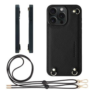 HANATORA iPhone15Promax �P�[�X MagSafe �Ή� �{�v �ϏՌ� �o���p�[�^ �X�}�z�P�[�X �X�}�z �L�[�����O�t�� �V�����_�[�X�g���b�v�t�� �V�������N���U�[ �M�t�g �}�O�Z�[�t�Ή� �u���b�N D3GZ-15Promax-Bl