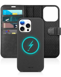 TUCCH iPhone 15 Pro Max �Ή� �P�[�X �蒠�^ 2 in 1 ������ ���O���\ �J�[�h���[ [RFID�u���b�L���O] �X�^���h�@�\ ����PU���� TPU�f�� �Ռ��z�� iPhone 15 �v���}�b�N�X �P�[�X �蒠�^ (2023�N���� iPhone 
