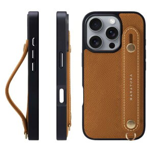 HANATORA for iPhone 16Pro �P�[�X �{�v �ϏՌ� �w�ʃx���g �X�}�z�P�[�X �X�}�z �X�^���h�@�\ �l�b�N �X�g���b�v �t�� �G���{�X���U�[ �M�t�g �}�O�l�b�g�Ȃ� �L�������� NGH-16Pro-Caramel