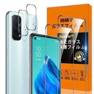 対応 OPPO Reno5 A フィルム Seninhi 2+2枚セット: 2* OPPO Reno5 A 強化ガラス + 2* OPPO Reno5 A レンズ保護フィルム OPPO Reno5A ガラスフィルム 指紋ロック解除対応 ウィッシュ 高光沢 さらさら OPPO Reno 5 A 保