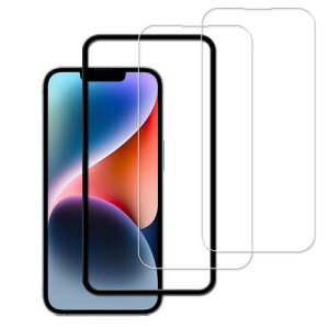 HKKAIS2枚セットガイド枠付き 日本製硝子採用 iPhone16e / iPhone13 / iPhone 13 Pro/iPhone 14用 ガラスフィルム 液晶 アイフォン 16 プラス 保護 フイルム 強化 ガラス