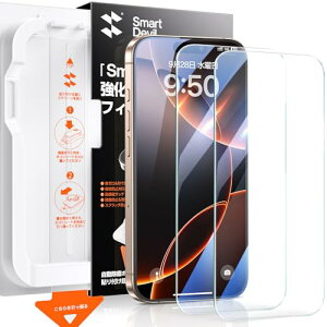 ���N���A�E���ȒP SmartDevil iPhone16 Pro Max �p �K���X�t�B���� ��̎��K�C�h�g�t�� �\��t���ȒP HD�N���A �ʒu����Ȃ� �C�A�[�� 9H�d�x �w��y�� 2.5D���E���h�G�b�W���H ����^�C�v �c���c�� ��