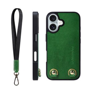 HANATORA for iPhone 16 �P�[�X �{�v �ϏՌ� �X�g���b�v�����O �X�}�z�P�[�X �X�}�z �n���h�X�g���b�v �t�� �C�^���A�����U�[ �M�t�g �}�O�l�b�g�Ȃ� �O���[�� TGN-16-Green