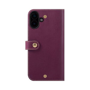 HANATORA iPhone16Plus ケース 手帳型 本革 スマホケース スマホ スタンド ストラップ 付き イタリアンレザー ギフト マグネットなし パープル PN-16Plus-Purple 父の日ギフト 父の日 ギフト 誕生日 人気